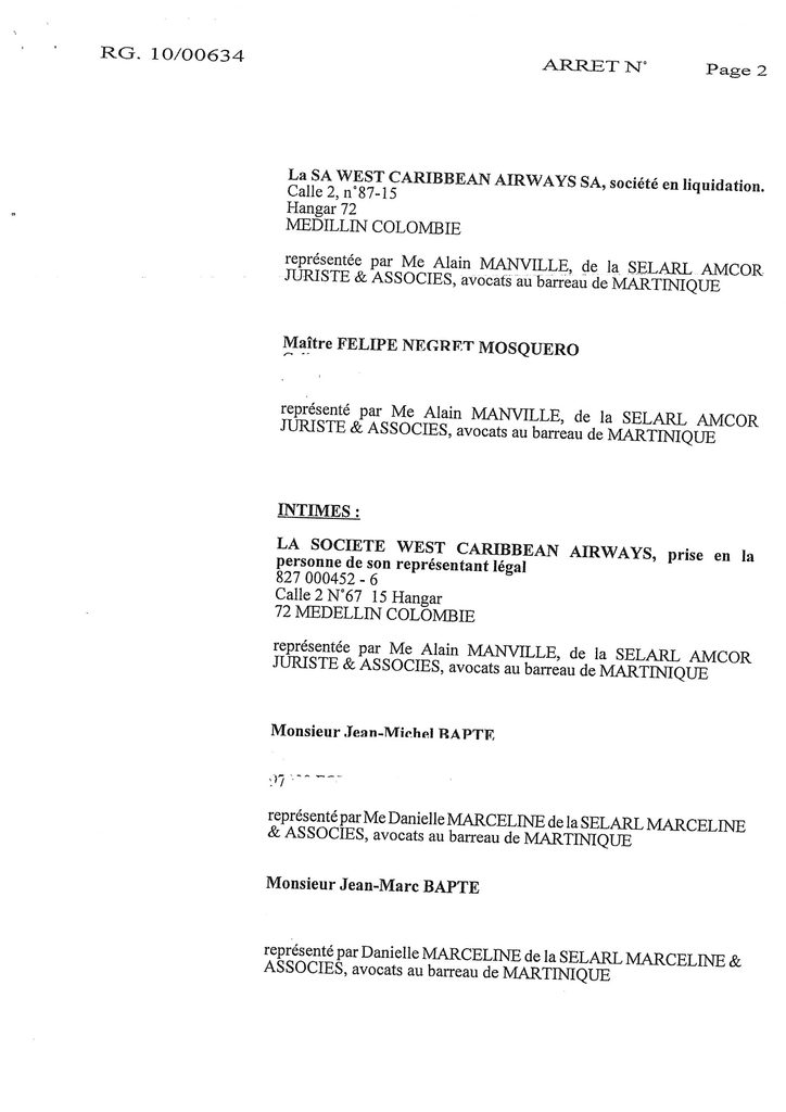 Indemnisation West Carribean Airways : Jugement du TGI de Fort-de-France en date du 30 septembre 2008 (1)